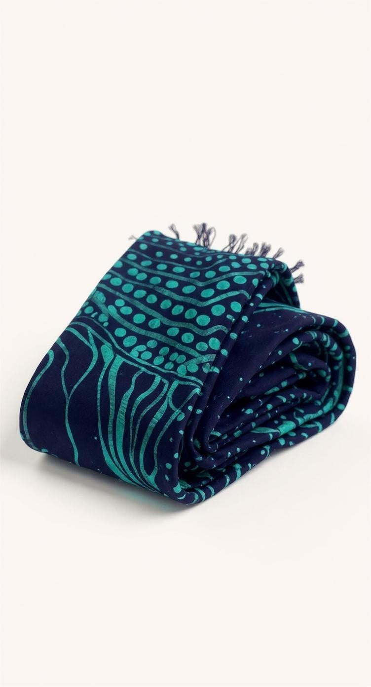 Indigo Tide Batik Scarf