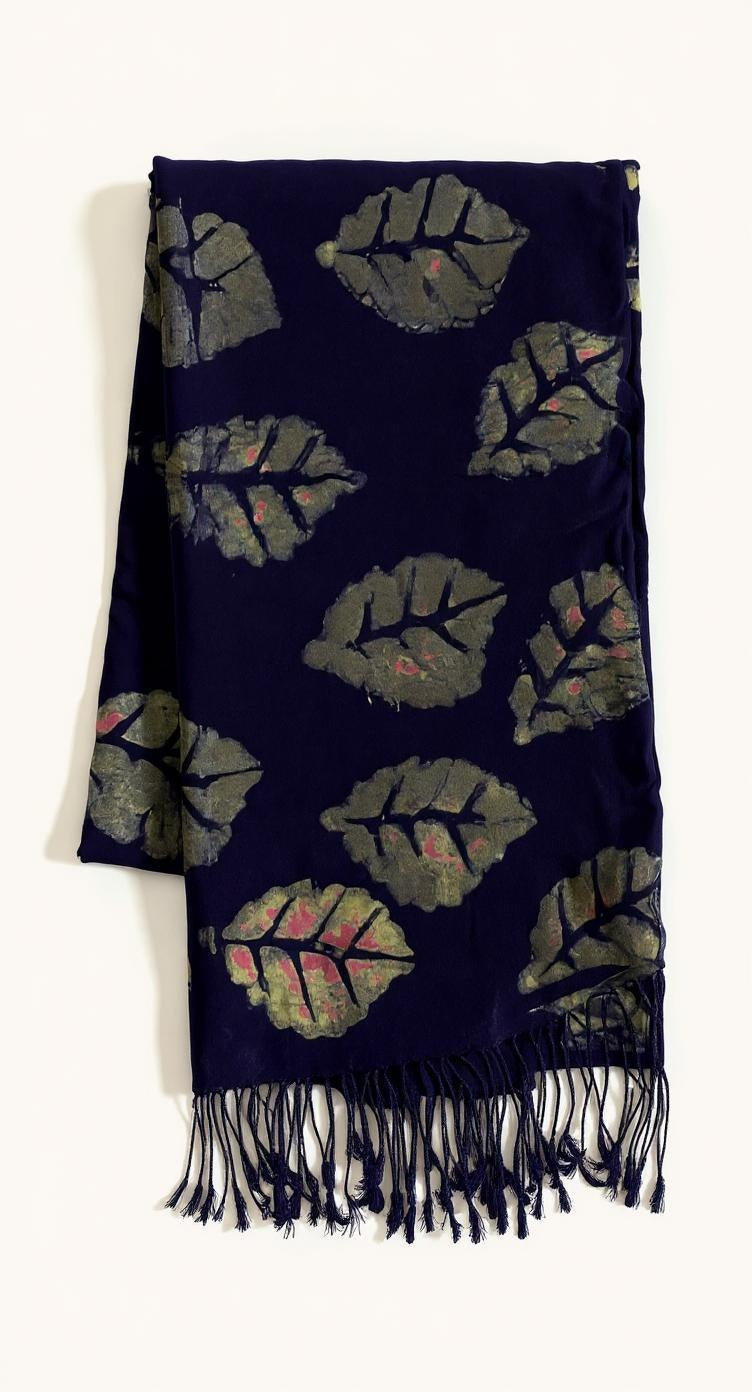 Violet Leaves Batik Scarf