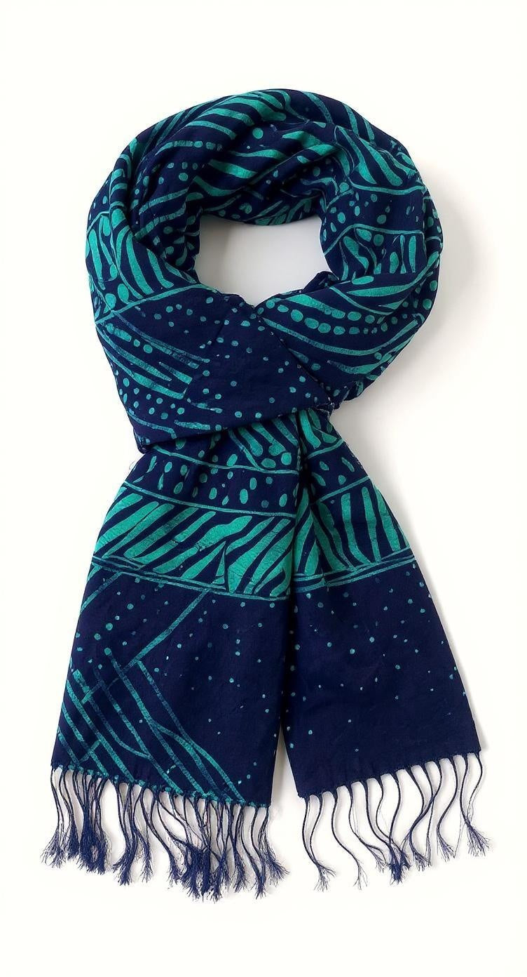 Indigo Tide Batik Scarf
