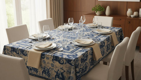Blue tablecloth
