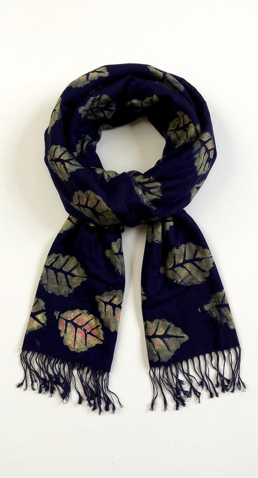 Violet Leaves Batik Scarf