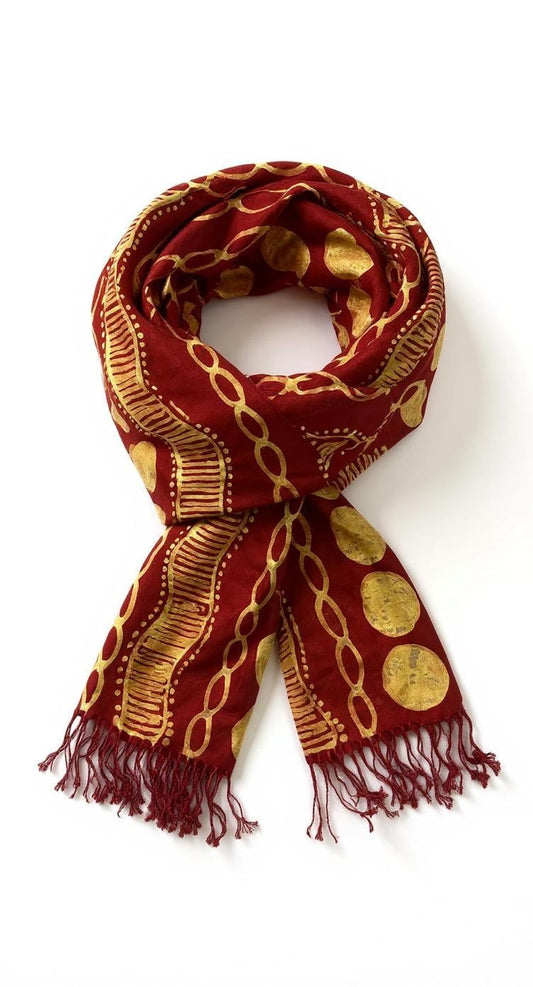 Red Zuri Batik Scarf